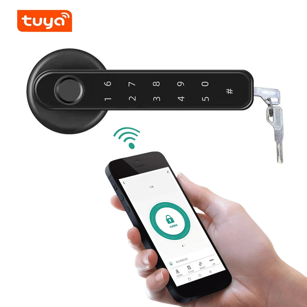 TrendyHomeHearth™ Smart Touch ID Door Handle With Tuya App