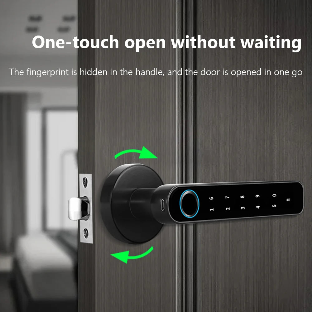 TrendyHomeHearth™ Smart Touch ID Door Handle With Tuya App